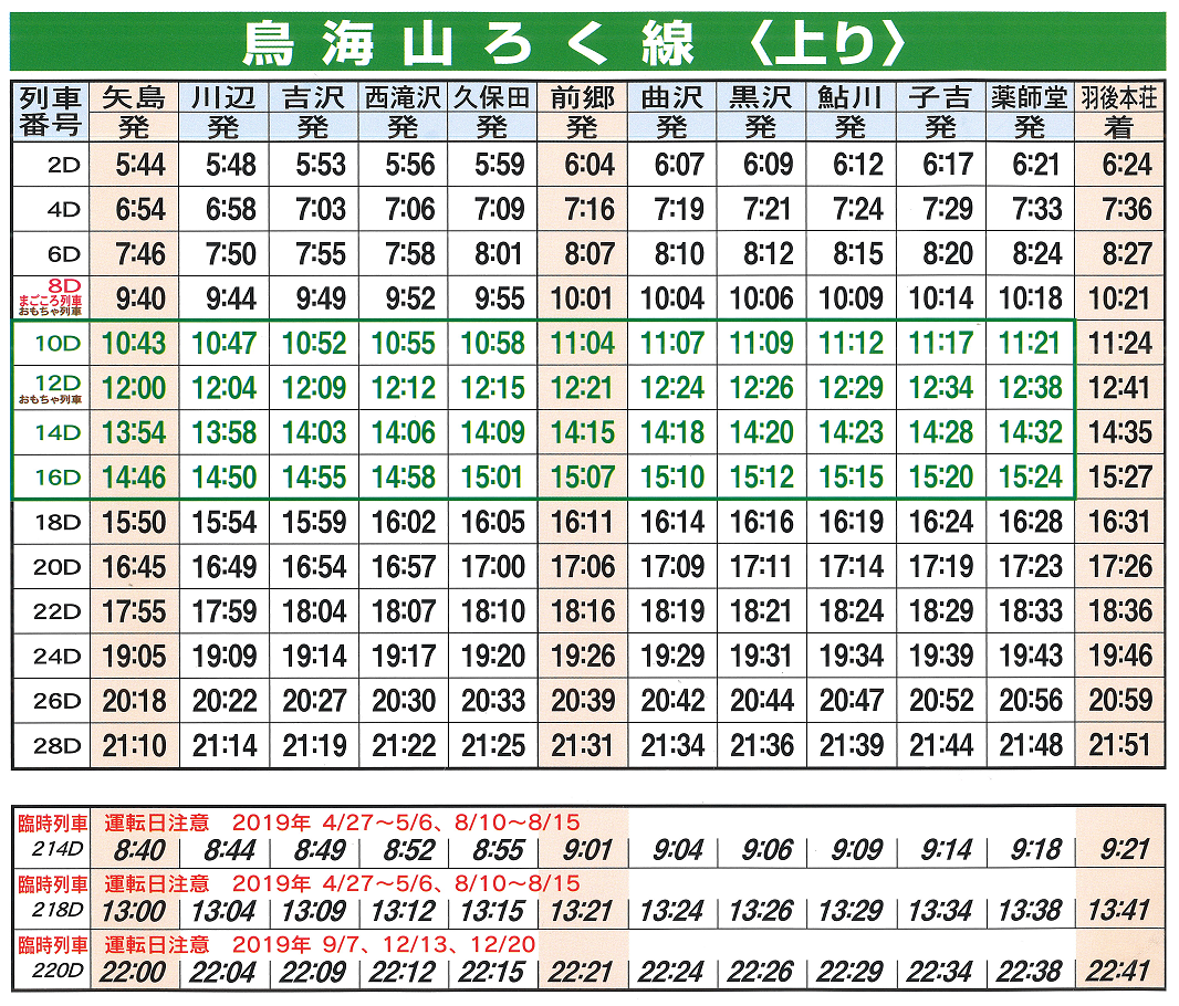 時刻表上り