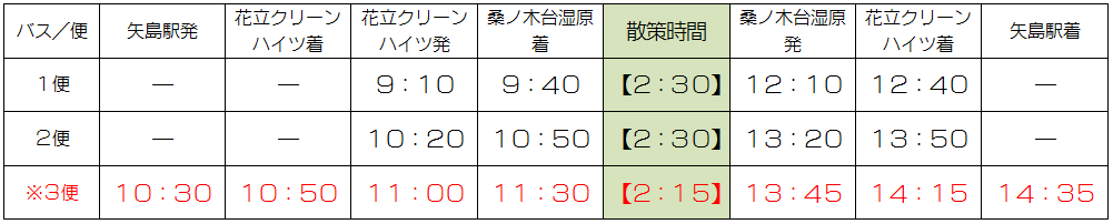 シャトル時刻